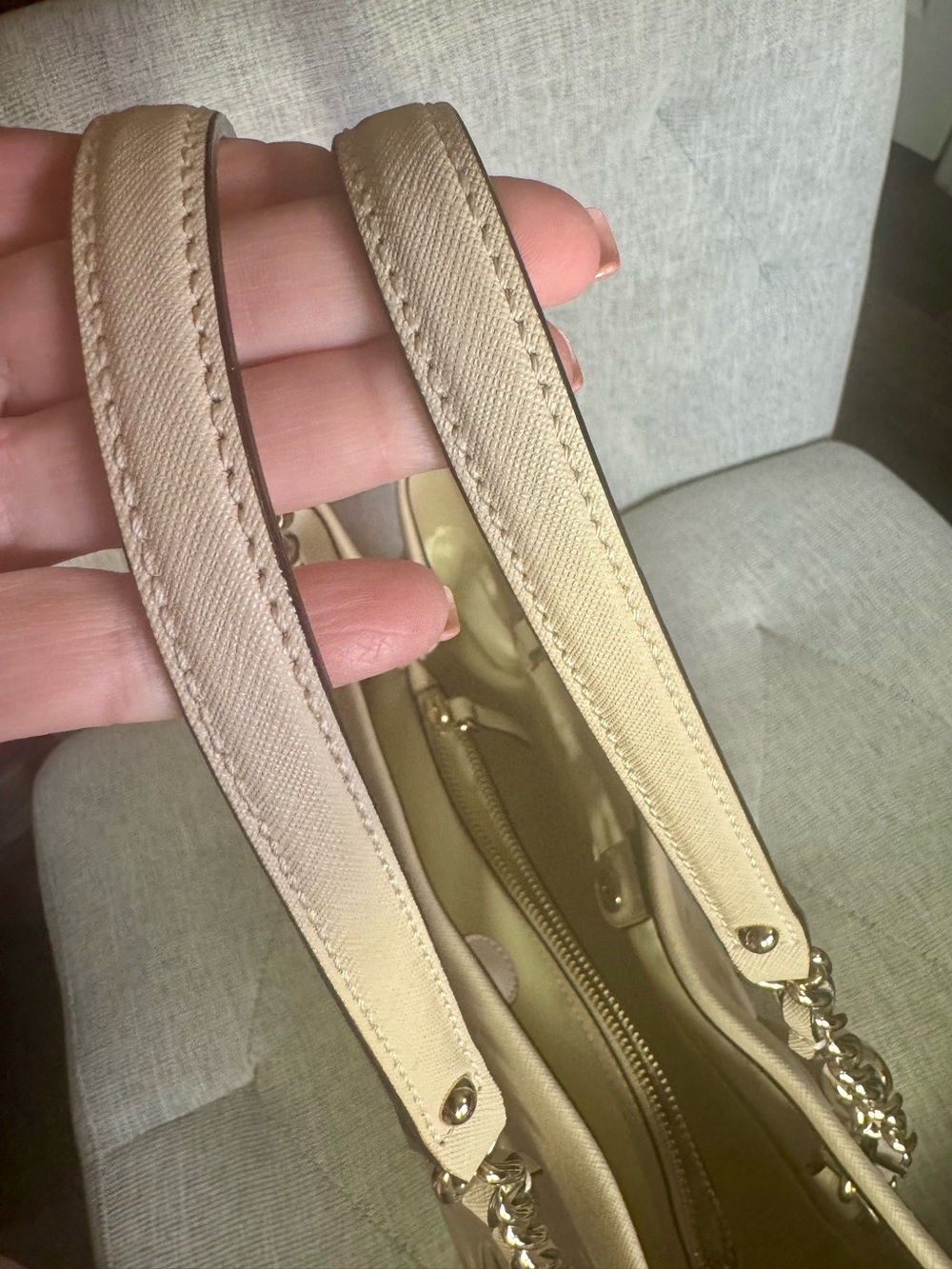 Kate Spade Light Beige Laser-Cut Maryanne Shoulder Bag with Tassel - Picture 12 of 14